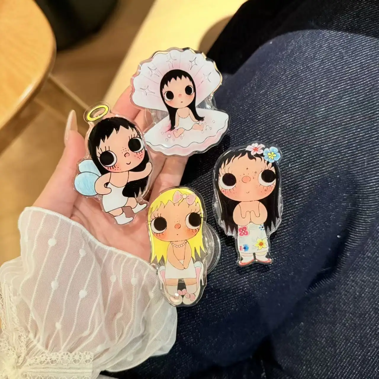 2pcs cartoon cute little jade yuy phone airbag holder 3m adhesive lazy desktop artifact drip glue little girl accessories gift