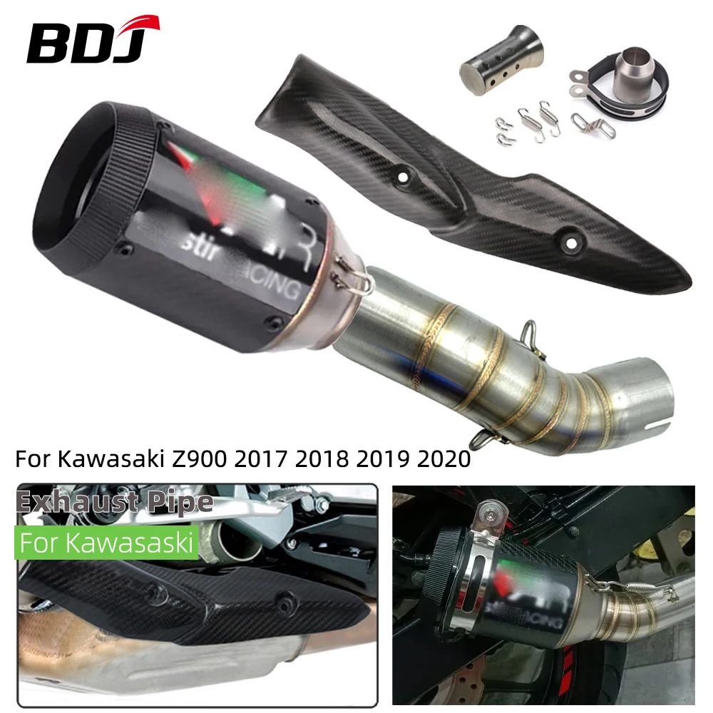 BDJ Z900 Exhaust Pipe Motorcycle Exhaust Cover Exhaust Muffler Escape Link Pipe Tailpipe Middle Pipe For Kawasaki Z900 2017-2020