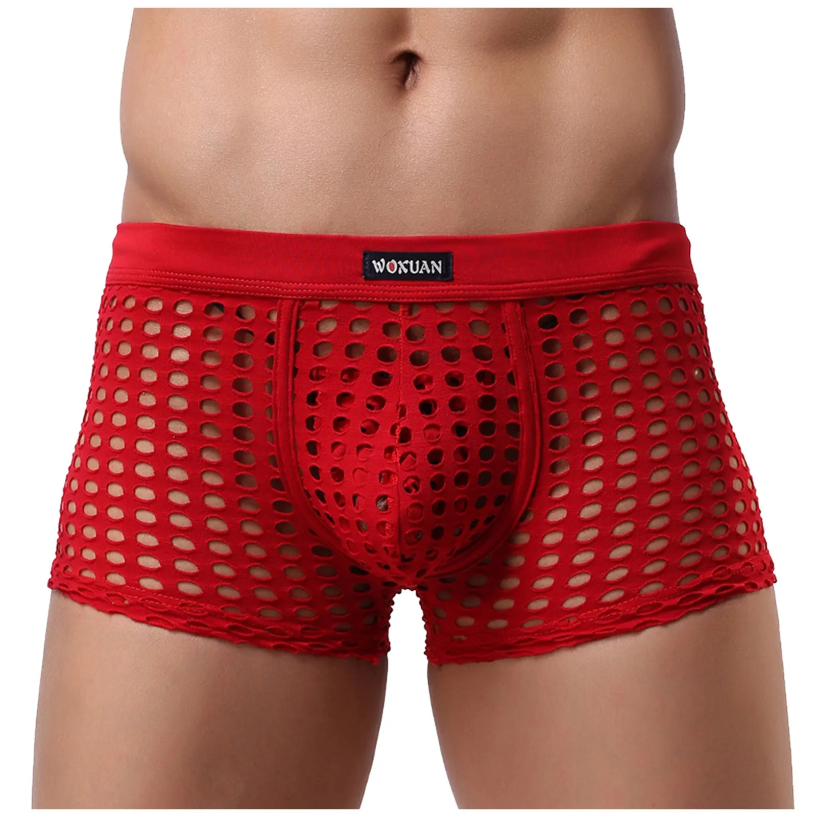 

See-through Sexy Mens Mesh Hollowed Out Shorts Underwear Breathable Loose Comfortable Erotic Thongs