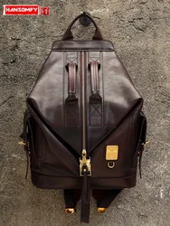 New first layer cowhide large-capacity backpack travel bag full leather men's backpack school bag