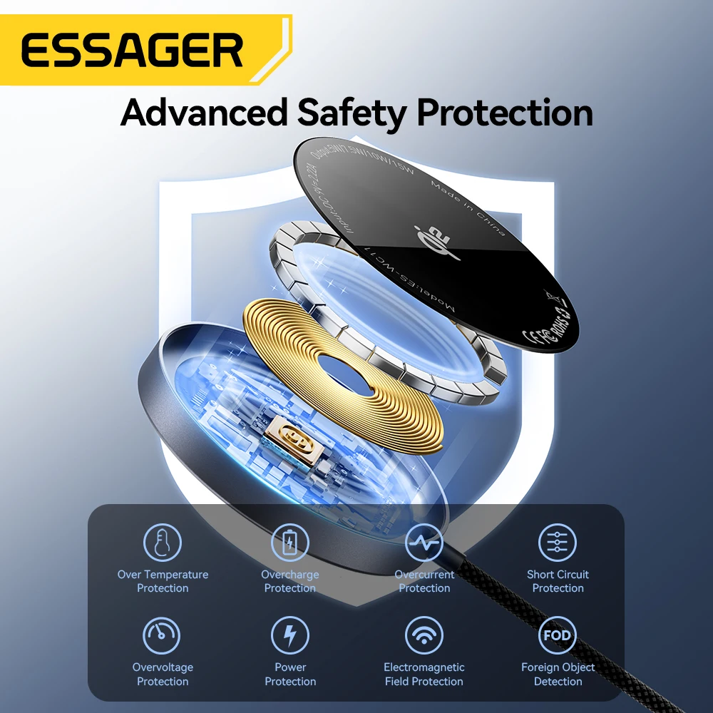 Essager Magnetic Wireless Charger 15W For iPhone 15 14 Pro Max Qi2 Fast Charging Sation for Samsung iPhone Huawei Charger Stand