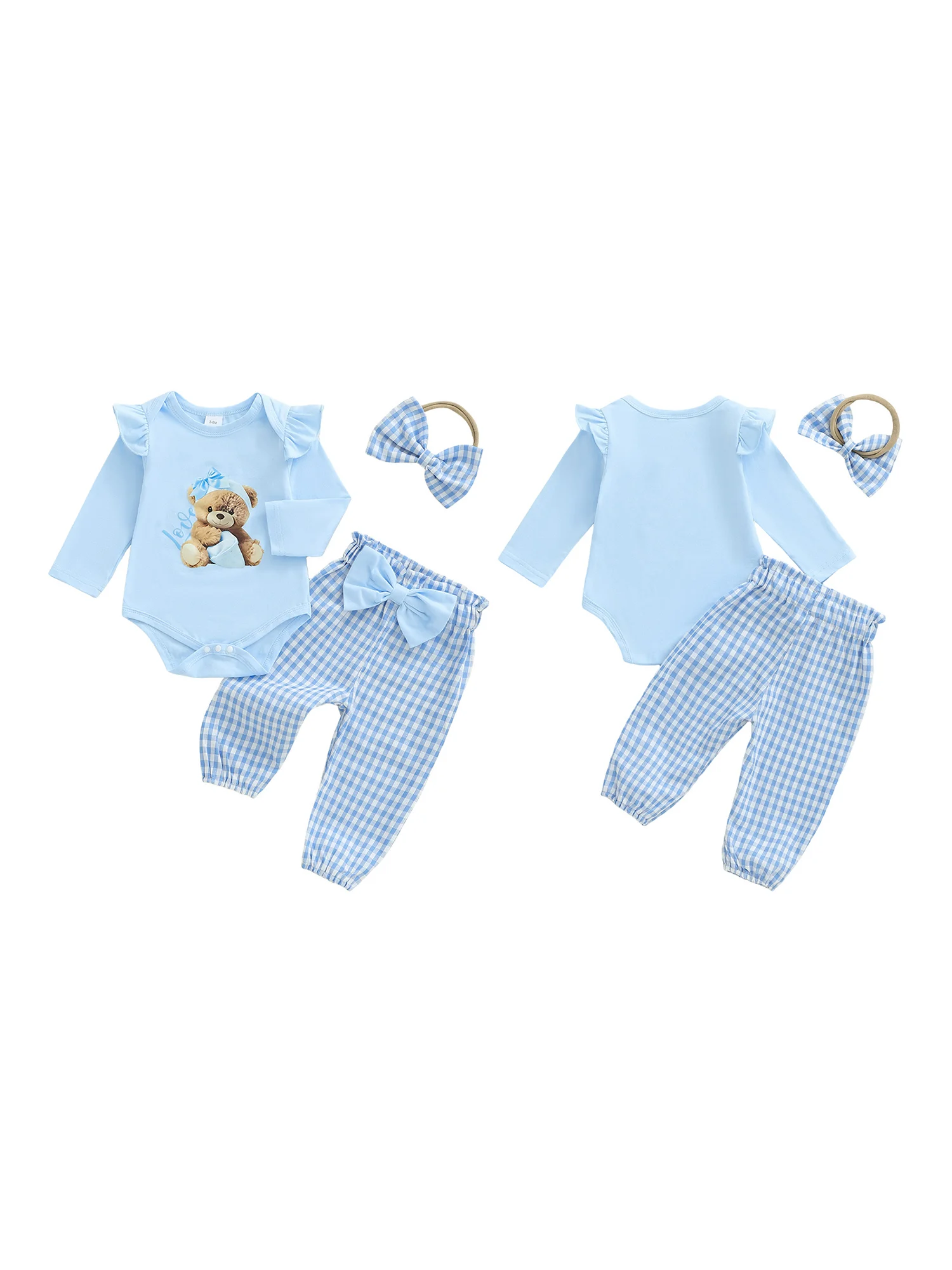 

Зимняя одежда для маленьких девочек, свитер с принтом оленя, топ с длинными рукавами и круглым вырезом, клетчатые леггинсы с бантом, повязка на голову, комплект одежды из 3 предметов