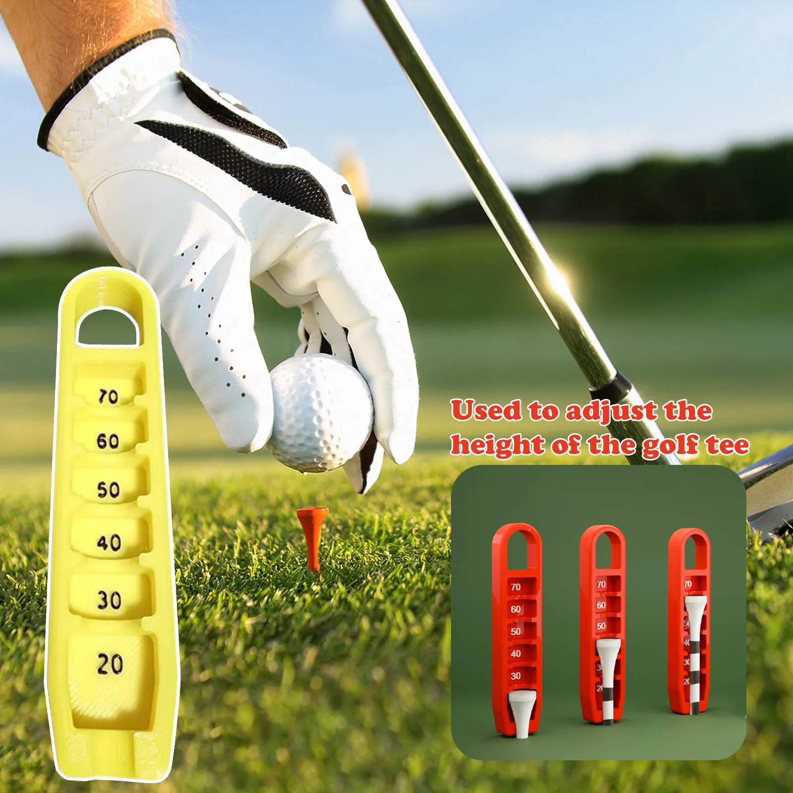 Golf Tee Elevator 3d Printed Golf Tee Height Gauge Tee Height Adjuster Precise Placement At 20-70mm Gift For Golfers