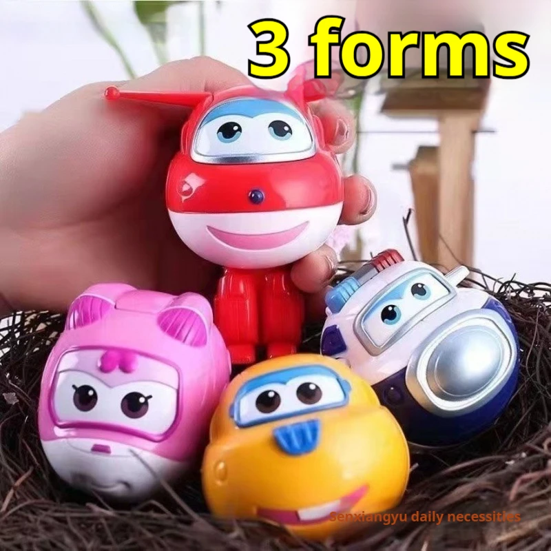 8/10pcs Set Super Wings Mini Transformable Eggs Anime Figurine Transformation Toys Jett  Deformation Robot Aircraft 3 Forms