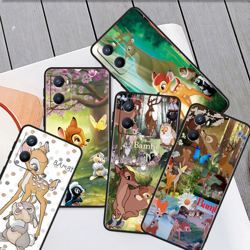 Disney Cute Bambi Black Phone Case For OPPO A 9 16 31 52 53 54 55 56 57 72 73 74 76 77 93 94 96 98 S 2020 Funda Shell Cover Capa