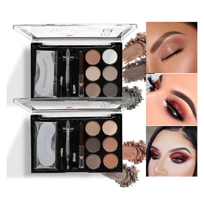 Glazzi 6 Farbe Augenbrauen Puder Palette Kosmetik Marke Augenbrauen Enhancer profession elle wasserdichte Make-up Lidschatten mit Pinsel