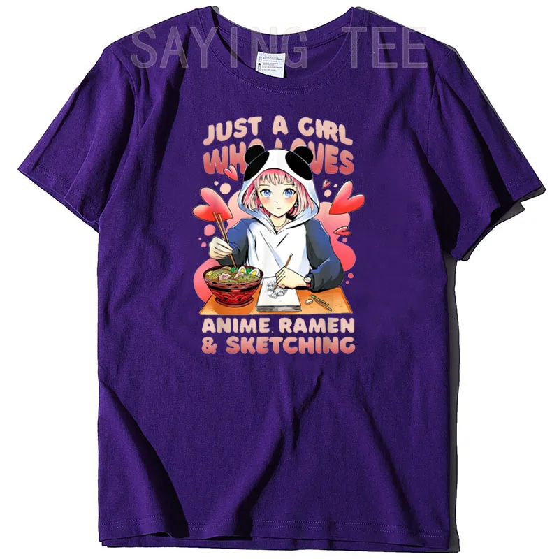 Anime Ramen i szkicowanie, tylko dziewczyna, która kocha Anime Ramen T-Shirt prezenty japońska kreskówka graficzne Tee topy Kawaii ubrania