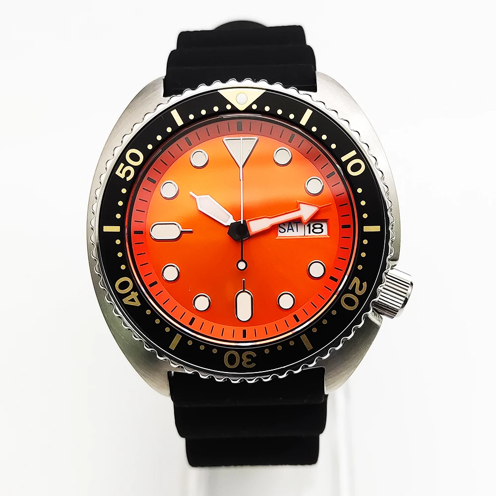 

Fashion Waterproof Automatic Watch Men Sapphire Crystal Stainless Steel NH35 Automatic Mechanical Men's watch Abalone Orange