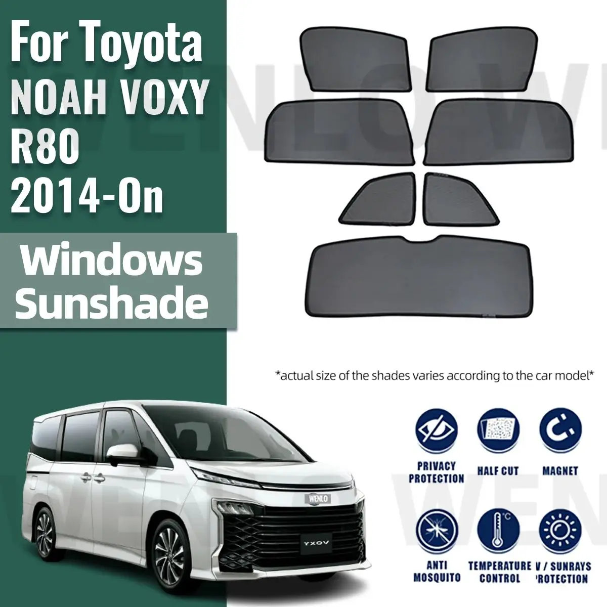 

For Toyota NOAH VOXY R80 2014-2023 Magnetic Car Sunshade Shield Front Windshield Frame Curtain Rear Side Window Sun Shades