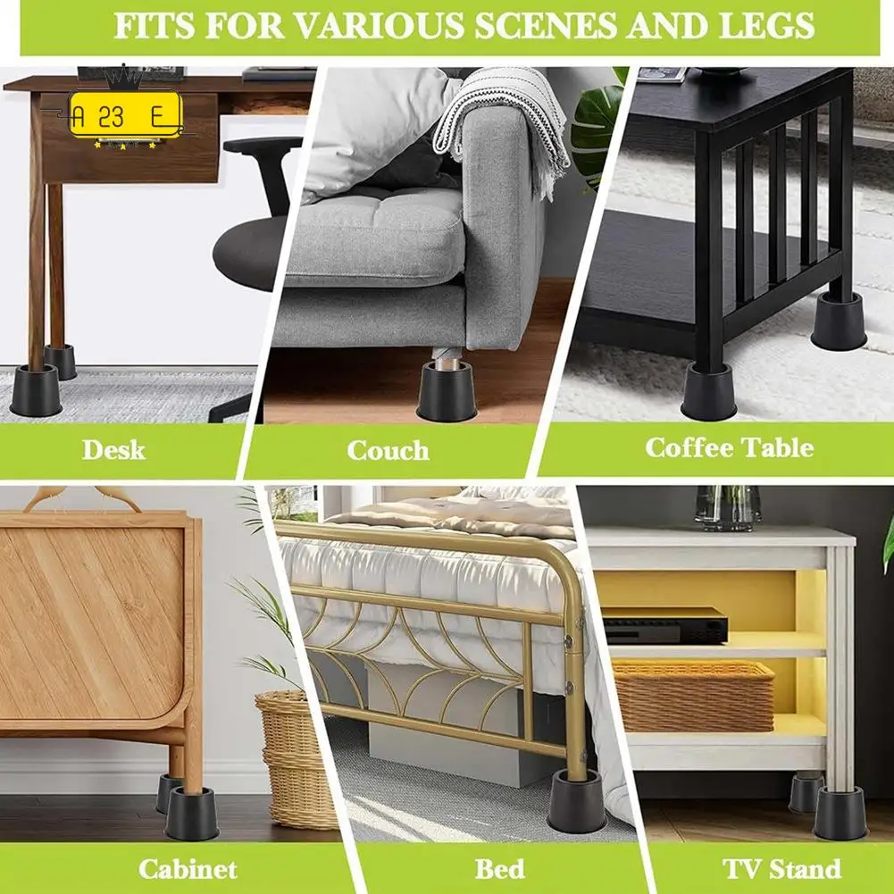 A23E-4 PCS Furniture Risers 4 Inch, Bed Risers Heavy Duty For Table Desk Couch Chair Sofa Cabinet Bed Frame Dorm