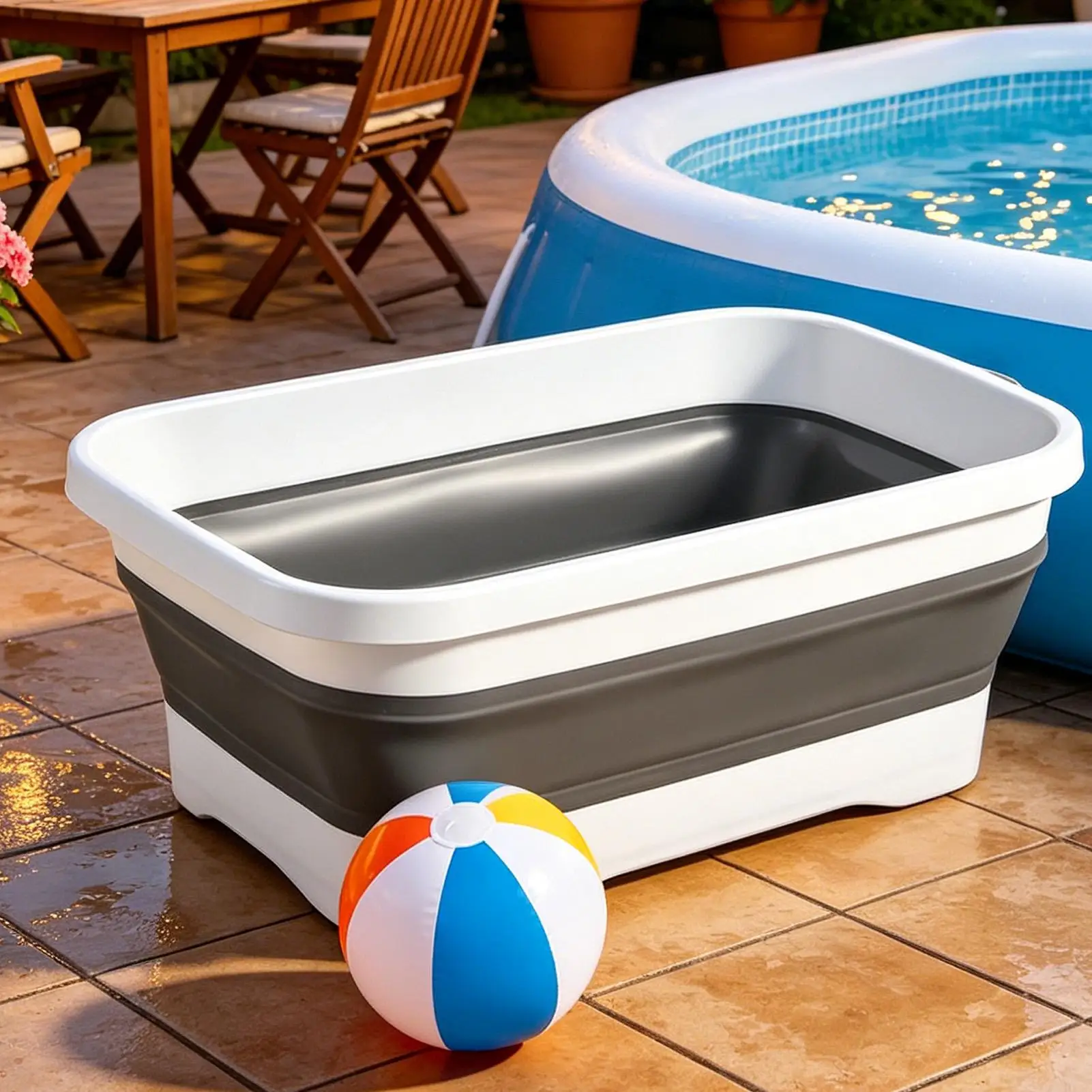 Foot Bath for Pool Portable Non-Slip Foot Wash Basin Swimming Pool Feet Wash Tray for Outdoor Garden Backyard Camping Beach Home