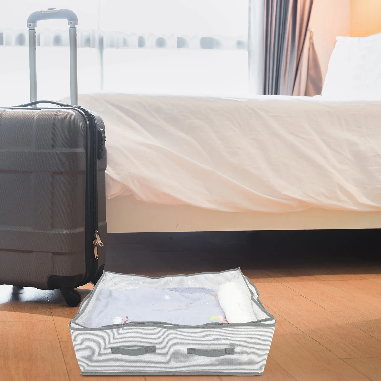 

Quilt Storage Bag L Foldable Dustproof Organizer Handle Clothes Storage for Bedroom Closet Home Closet Organizer