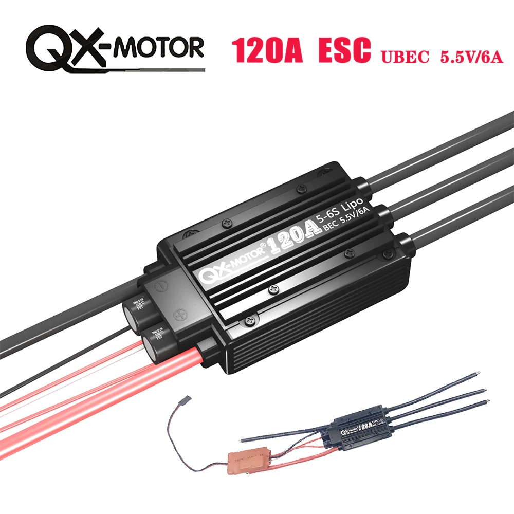 

QX-motor 120A ESC 5-6S electronic governor with UBEC 5.5V/6A for 80mm EDF for fixed wing aircraft helicopters