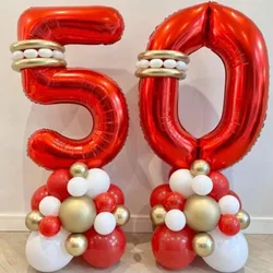 45Pcs Gold Red White Balloon Set 32inch Red Number Aluminum Foil Ballons  Birthday Globos 10 20 30 40 50th Birthday Decor