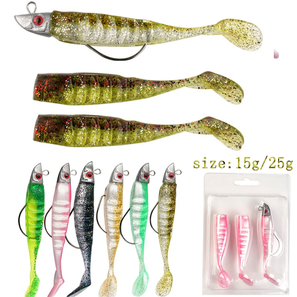 10Set 15g 25g Lead Head Crank Fish Hook Soft Artificial Fate Bait Fishing Accessories Lures Jig for Bass Tackle pesca swimbait