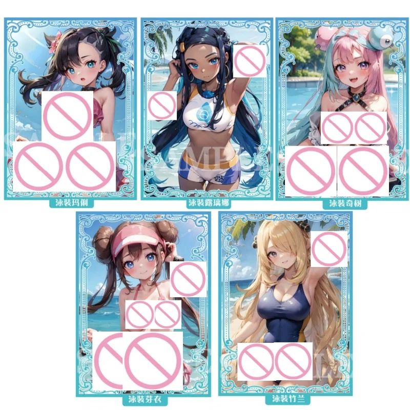 

60pcs/set PTCG Swimsuit Limited Edition Marnie Nessa Board Game Card Holder 67x92mm Iono Cynthia Rosa Game Card Protective Cover