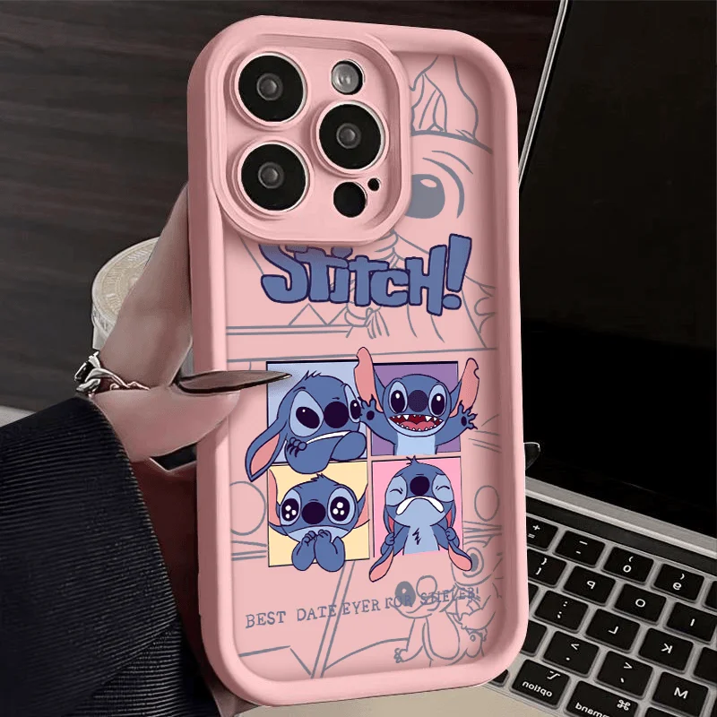 For Motorola Moto Edge 50 G Pure E32 E40 E13 E22 G53 G24 G14 G54 G85 G84 Kawaii Stitch Mood Cartoon Multistep Soft Phone Case