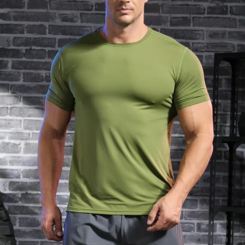 Men's Spring Summer Running Training Short Sleeve Outdoor Jogging Sports T-shirt Quick-drying Casual Top Gym Fitness Tee Costume