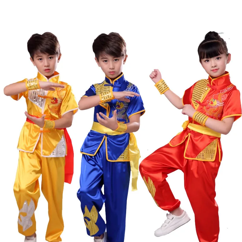 Kinderen kid lange mouw Taekwondo Dobok Wushu Kostuum Kimono Judo kleding Chinese Kung Fu Pak Tai Chi Martial Art Uniform