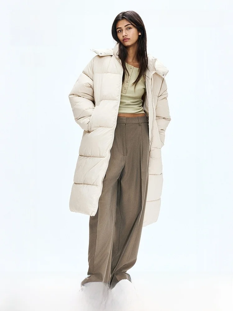 Warm Cotton Jacket Outerwear Long Loose Winter Coat for Women by H&M Stylish Ootd Ideal for Cold Weather Days