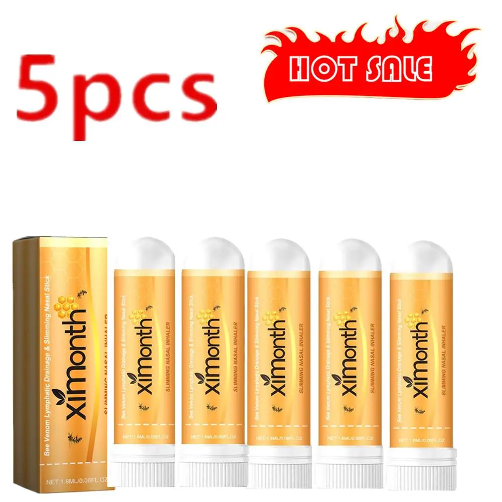 

5X Bee Body Slimming Nasal Stick Inhaler Remove Abdomen Cellulite Fat Burning Weight Lose Herbal Detoxifying Nose Stick