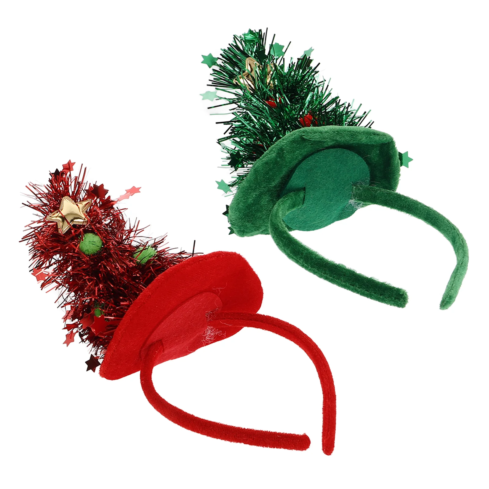 2 Pcs Christmas Tree Headband Crown Hat Candy Santa Decor Xmas Hair Accessories