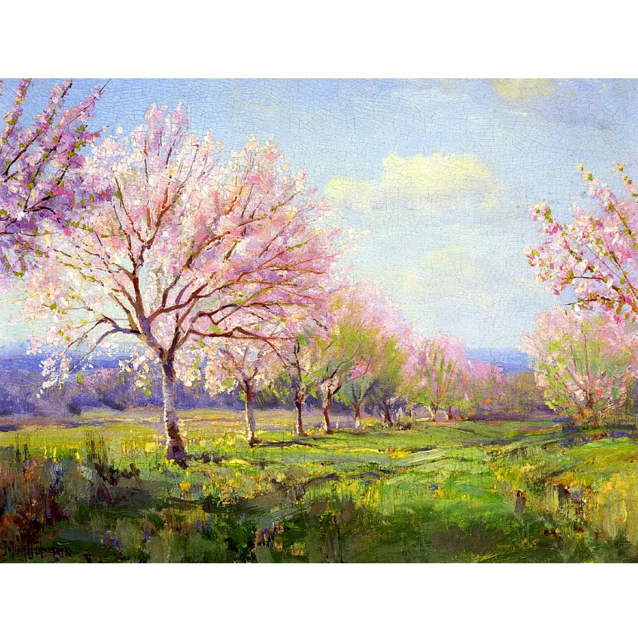 Hand painted impression landscape oil painting Robert Julian Onderdonk  paintings Peach Orchard on Mavericks Farm Wall decor