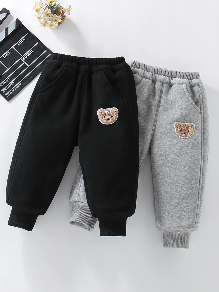 

Хлопковые штаны Thiened для мальчиков, теплые повседневные длинные брюки, осенне-зимняя детская одежда, одежда для малышей на подкладке Fce