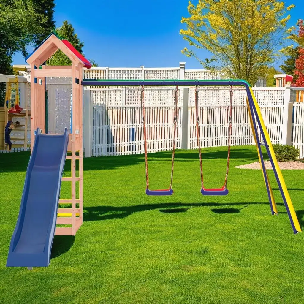 Premium Solid Wood Douglas Outdoor Playset for Kids - Durable & Safe Backyard Fun