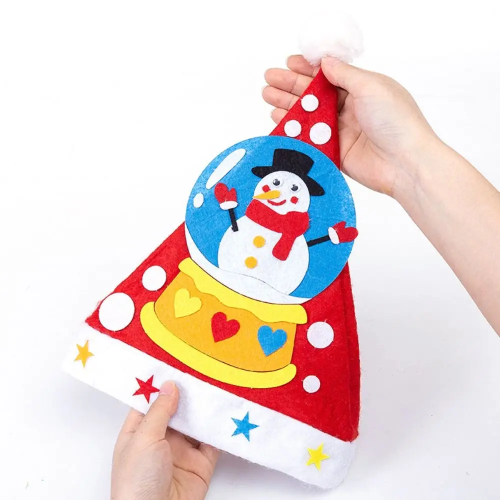 Sombrero de Papá Noel hecho a mano de tela no tejida, alce de Papá Noel, sombreros artísticos de Navidad para niños, árbol de Navidad, muñeco de nieve, sombrero de Papá Noel para niños pequeños