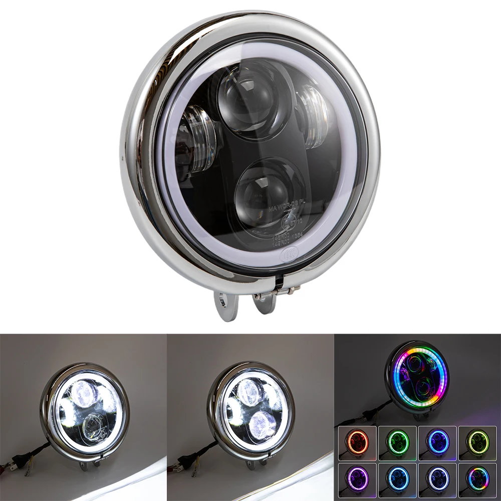 5.75 Inch Motorcycle Headlight 5 3/4" LED Headlamp DRL Daytime Running Light for Sportster XL883 XL1200 2004-2014