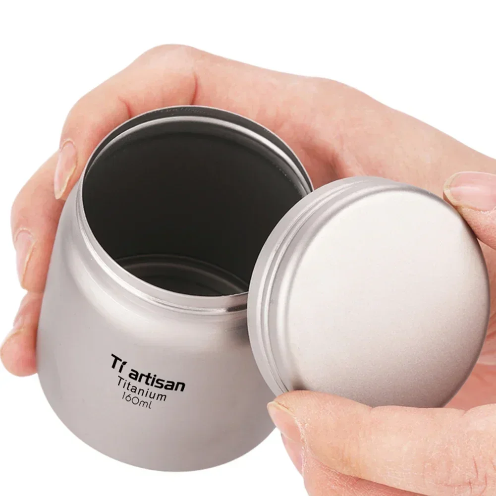 1pc 160ml Outdoor Tea Canister Coffee Canister Titanium Threaded Storage Box Sealed Tea Leaves Container Tea Coffee Canister