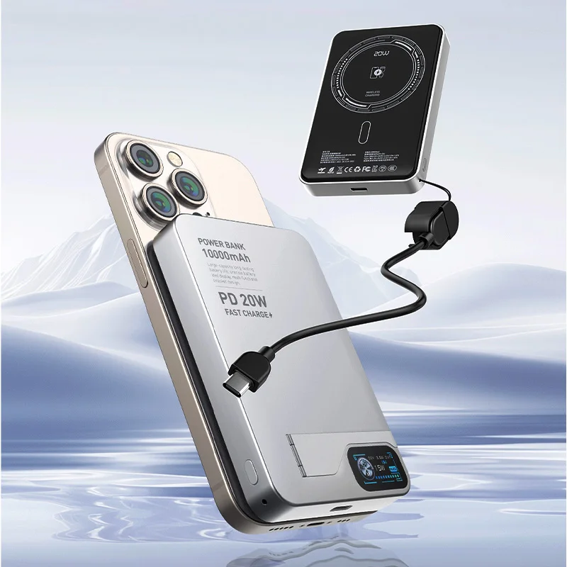 

10000mAh Aluminum Alloy Fast Charging Power Bank For MagSafe Magnetic Wireless 20W Portable Battery For iPhone Samsung iWatch ﻿
