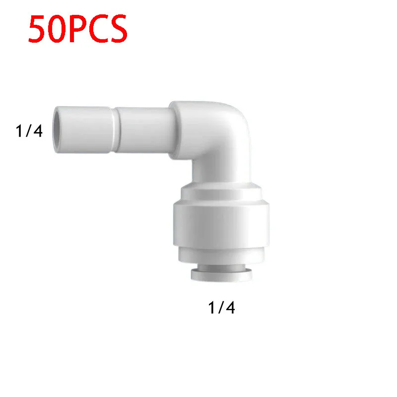 

50PCS /Lot 1/4'' Connection - 1/4'' Elbow RO Water Fitting 6.5mm POM Hose PE Pipe Quick Connector Water Filter Parts