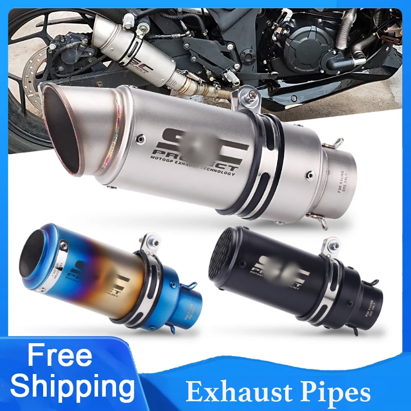 

51mm Universal SC Motorcycle Exhaust Pipes Muffler Silencer Steel With DB Killer For Kawasaki Yamaha R3 R25 CBR600 S1000RR MT09