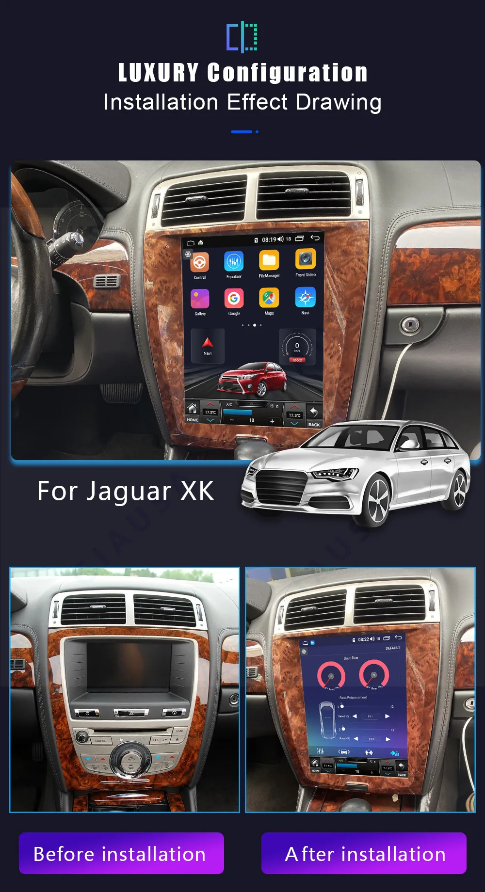 For Jaguar XK XKR 2007-2011 Android 12 Car Stereo Car Radio with Screen Tesla Radio Player Car GPS Navigation Head Unit