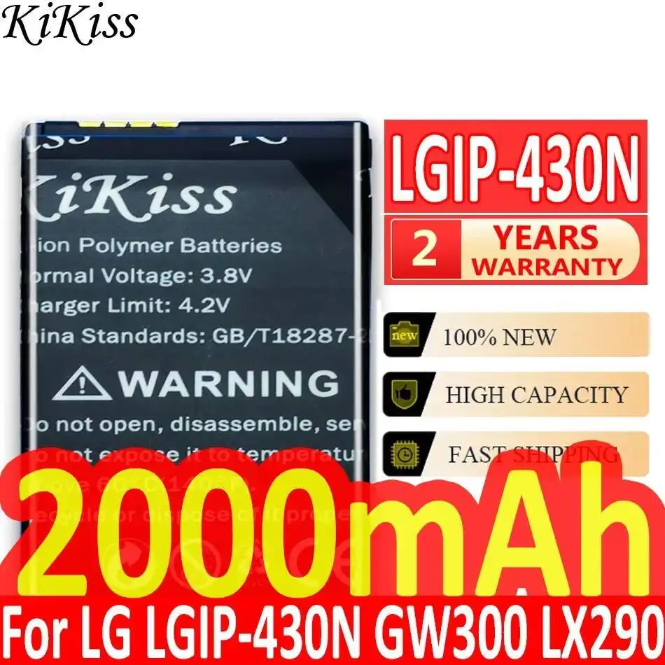 

Durable 2000Mah Mobile Phone Battery For LG Cookie Fresh GS290 GW300 LX290 LX370 Lgip-430N Lgip MT375 GM360 430N