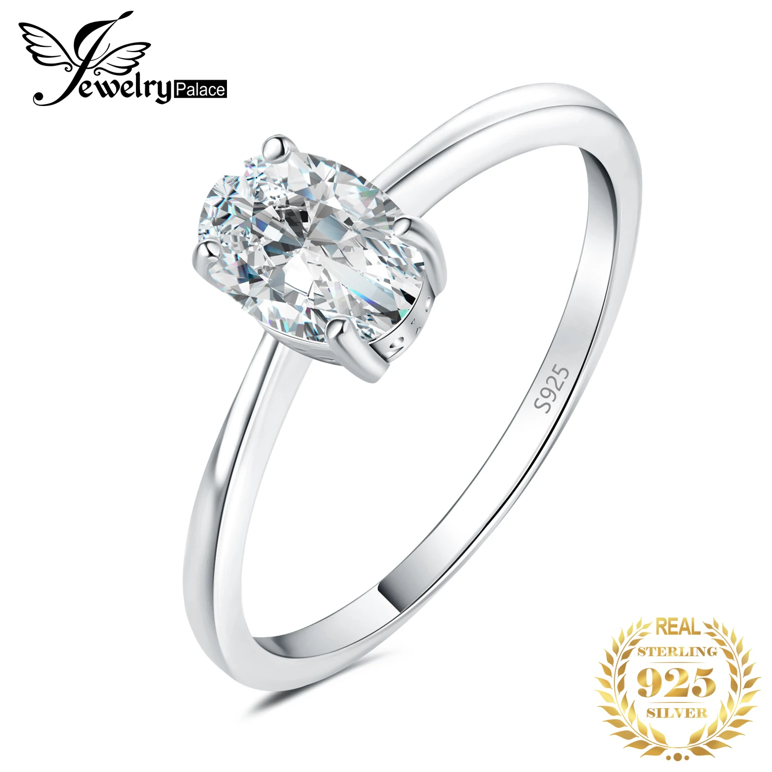 

JewelryPalace 5A CZ овальный пасьянс классическое стерлинговое серебро 925 пробы свадебное обручальное кольцо для женщин подарок на годовщину ювелирные изделия