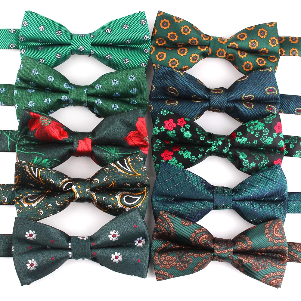 

Floral Men Bow ties Green Bow tie For Men Women Bowknot Casual Boys Bow Ties Cravats Plaid Bow ties For Wedding Party Male Tie