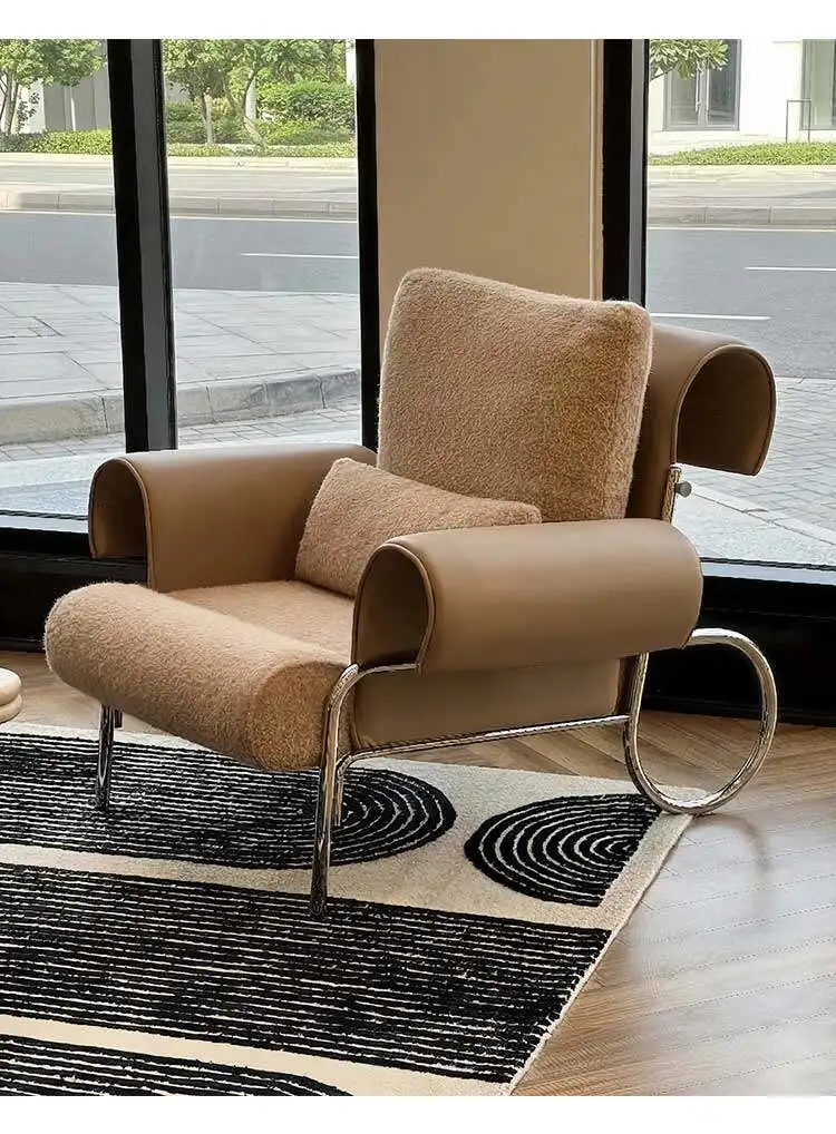 Ring stainless steel single sofa chair, splicing leisure chair, living room balcony retro