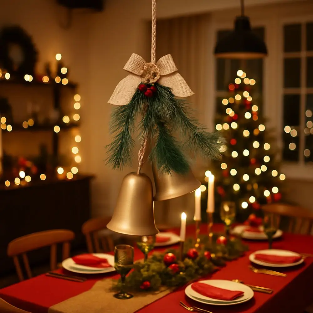

Home Ambiance Vintage Christmas Tree Bow Bells Large Bells Wall Hanging Christmas Chime Bells Handmade Decorative Bells New Year
