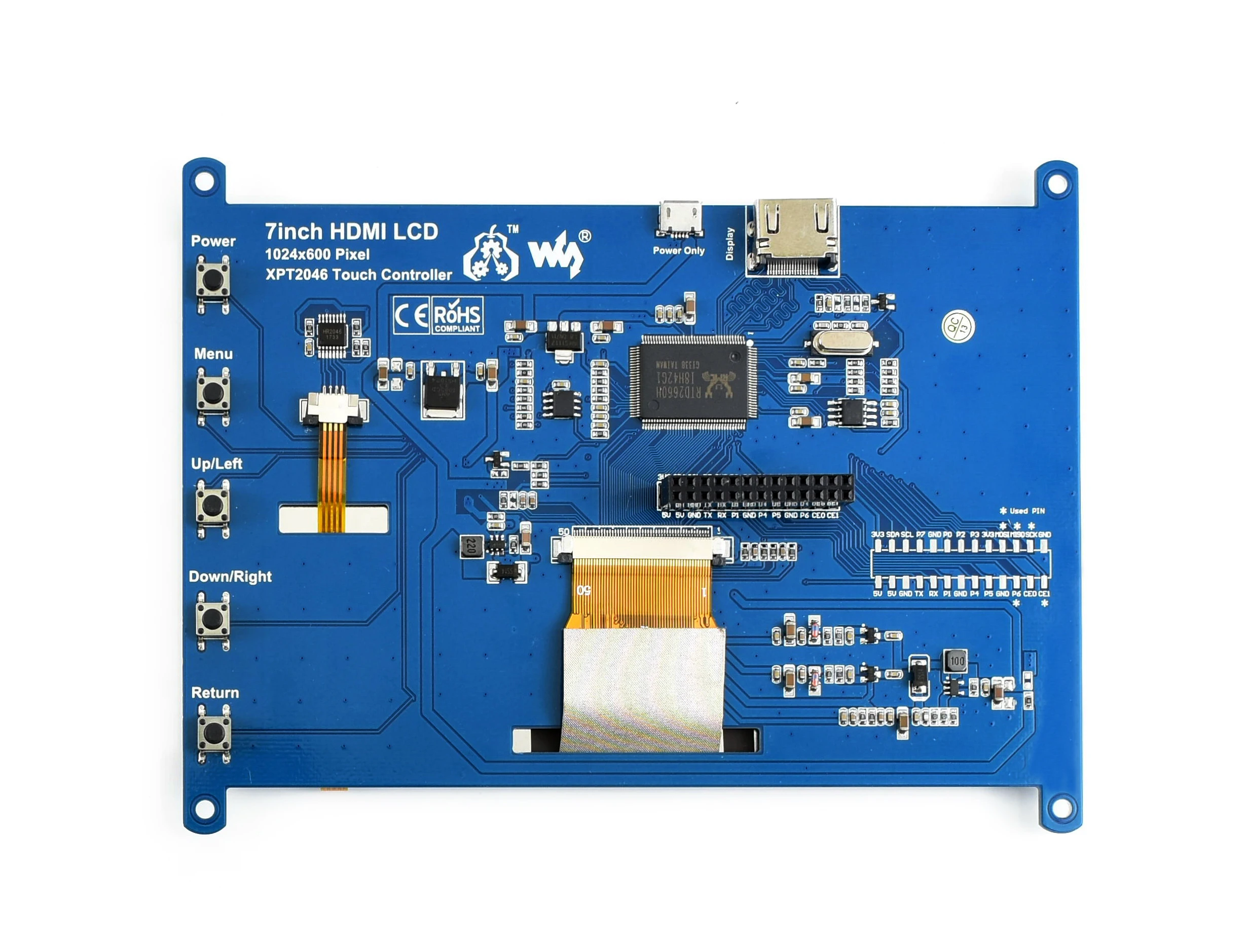 Imagem -04 - Waveshare-tela Sensível ao Toque Resistiva Raspberry pi Lcd de 1024x600 Hdmi Tela Ips