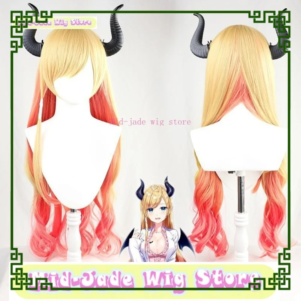 Peluca de jade medio tienda Hololive Yuzuki Choco Cosplay peluca Anime Cosplay fiesta gradiente pelo largo y rizado carnaval Cosplay peluca