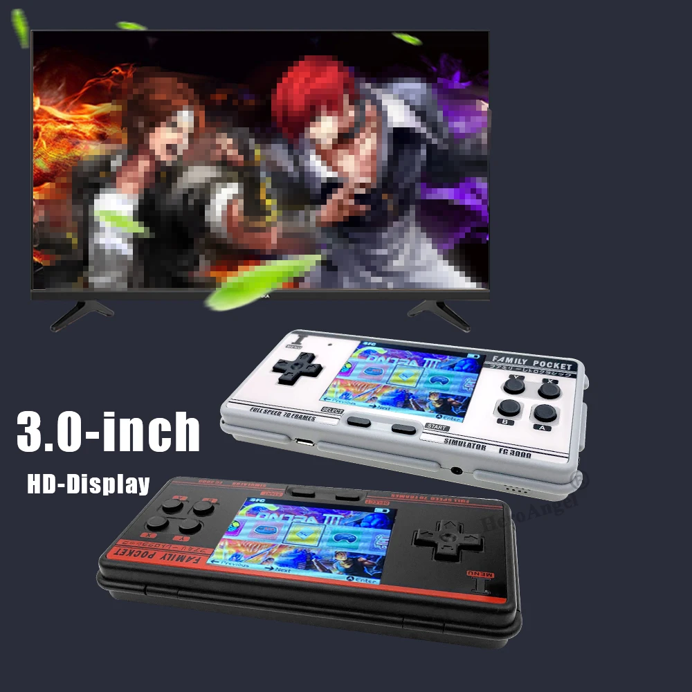 Newest FC3000 V2 3.0Inch IPS Screen Handheld Game Console 10 Simulator Children's HD Screen Game Console AV Out Put Dropshipping