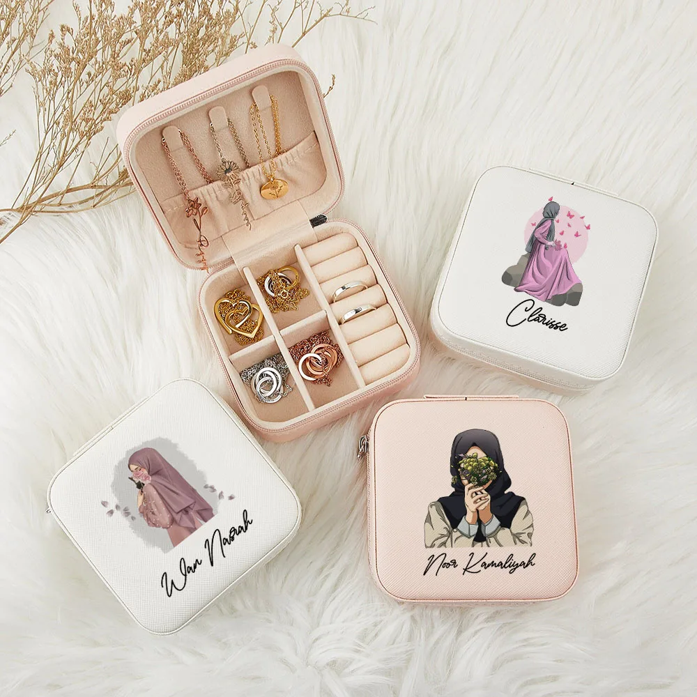 Personalised Hijabi Girl Jewelry Box Girls Jewelry Organizer with Name Perfect Muslim Girls Gift Customize Eid / Ramadan Gifts