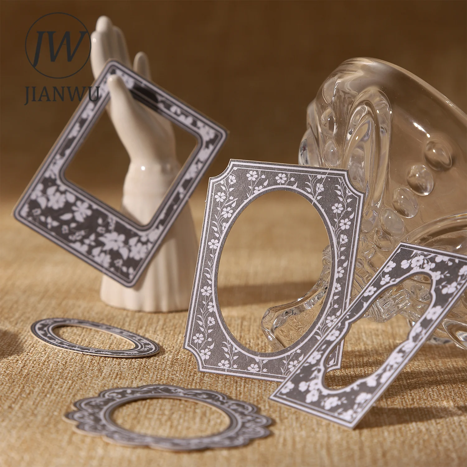 JIANWU Frame Collection Series Vintage Hollow Border Landscape Material Collage Sticker Creative DIY Journal Stationery