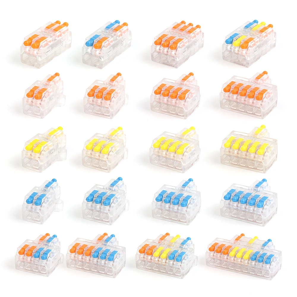 Universal Push-in Wire Connector 1-In-Multiple-Out Terminal Block for Home Improvement Lighting Electrical Splicing 0.08-4.0mm²