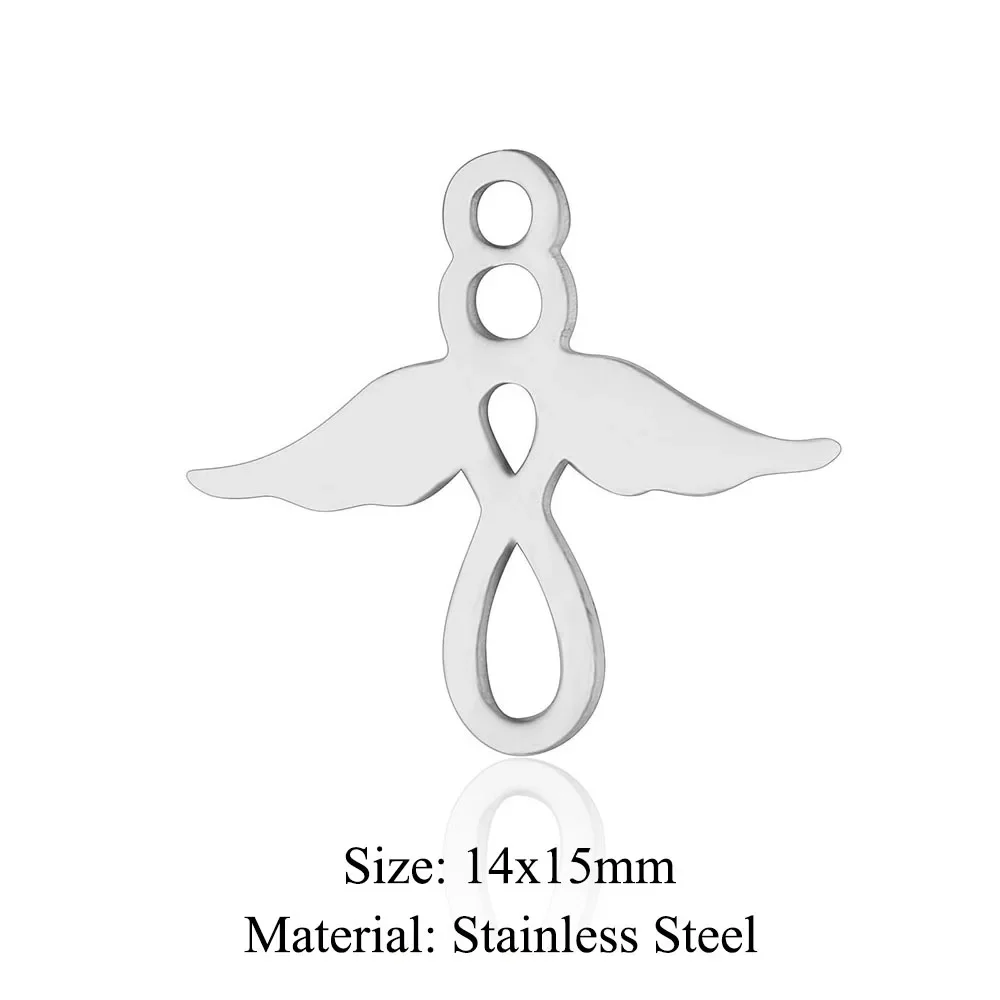 10pcs/lot Stainless Steel Wings Angel DIY Charm Pendant Wholesale Geometry Jewelry Findings Necklace Making Top Quality