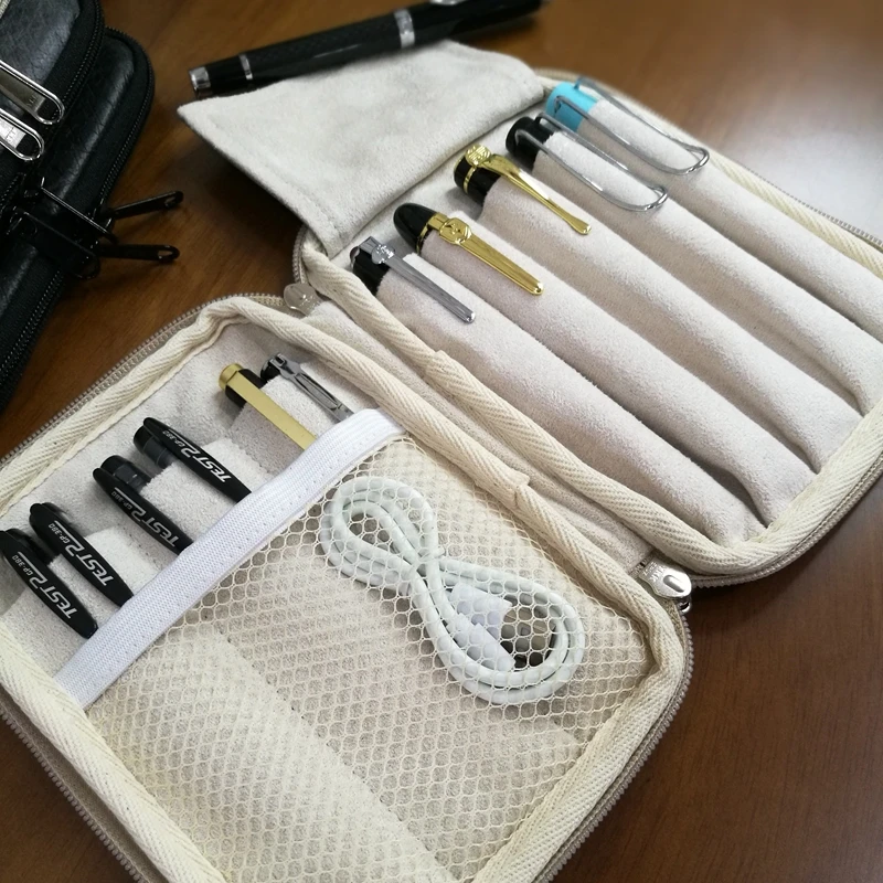 Bolsa de bolígrafo de papel DuPont de Color sólido hecha a mano, bolsa de almacenamiento de bolígrafo de tela, cinco bolsas de bolígrafo, cremallera