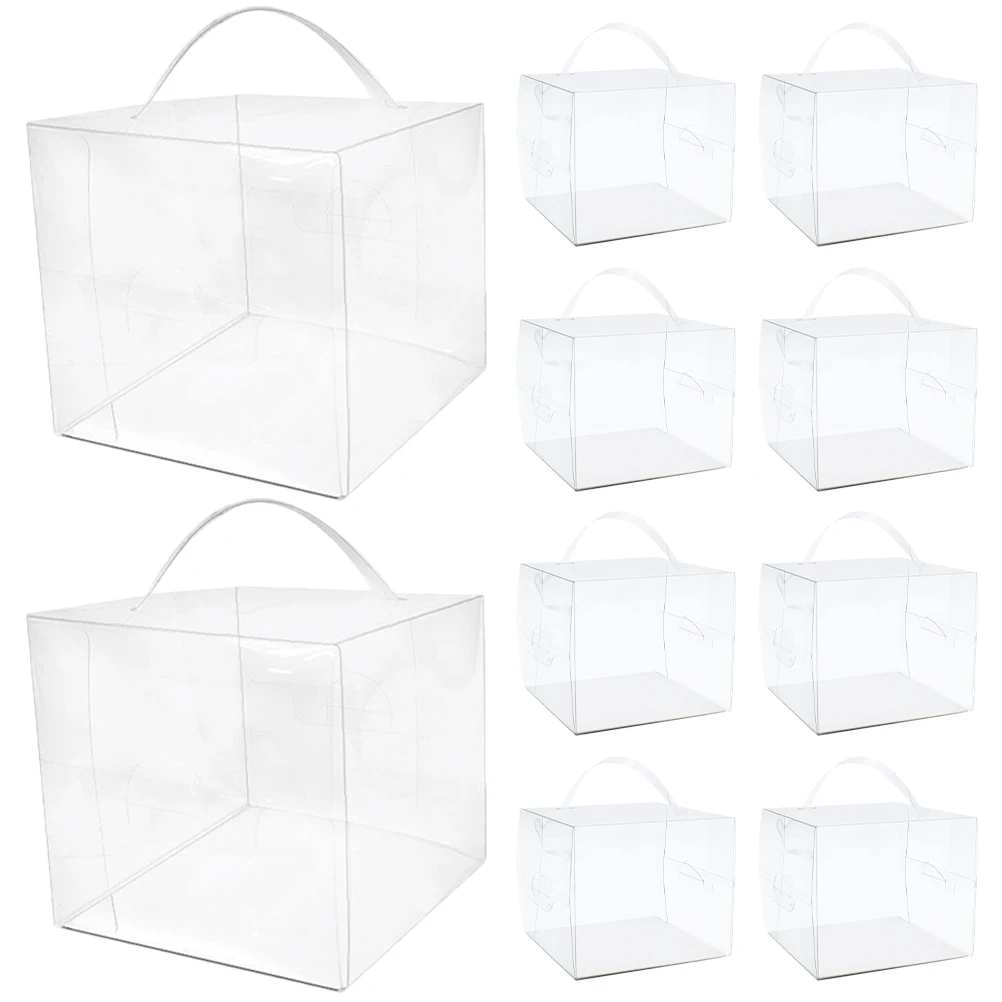 

10pcs Boxes 11CM Cake Boxes Clear Portable Bakery Packaging Transparent Display for Cake Cupcake Dessert Storage